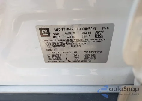 2016 Buick Encore Premium z USA, uszkodzony, nr VIN KL4CJHSB4GB620642